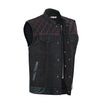 Men's Motorcycle Leather Denim Club Style Vest Red Stitching with Collar 719