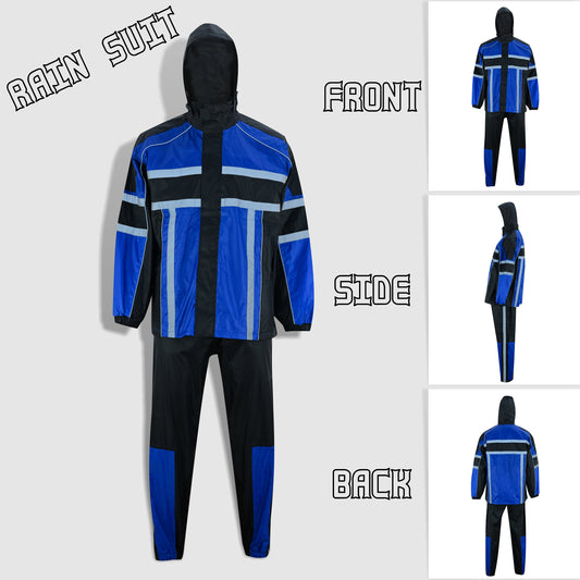 Black Safety Rain-suit, Rain Jacket With Hoodie and Rain Pants