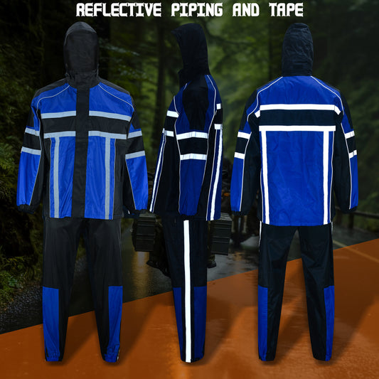 Black Safety Rain-suit, Rain Jacket With Hoodie and Rain Pants