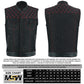 Men's Motorcycle Leather Denim Club Style Vest Red Stitching with Collar 719