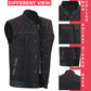 Men's Motorcycle Leather Denim Club Style Vest Red Stitching with Collar 719