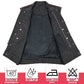 Men's Motorcycle Leather Denim Club Style Vest Red Stitching with Collar 719