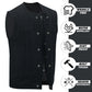 Men's Motorcycle Black Denim Club Style Vest No Collar 500