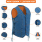 Men's Motorcycle Blue Denim Western Style Vest with Side Laces 388