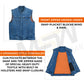 Men's Motorcycle Blue Denim Club Style Vest with Collar 701