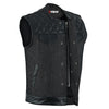 Men's Motorcycle Leather Denim Club Style Vest Black Stitching No Collar 724
