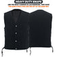 Men's Motorcycle Black Denim Western Style Vest with Side Laces 399