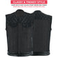 Men's Motorcycle Leather Denim Club Style Vest Black Stitching No Collar 724