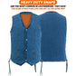 Men's Motorcycle Blue Denim Western Style Vest with Side Laces 388