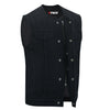 Men's Motorcycle Black Denim Club Style Vest No Collar 500